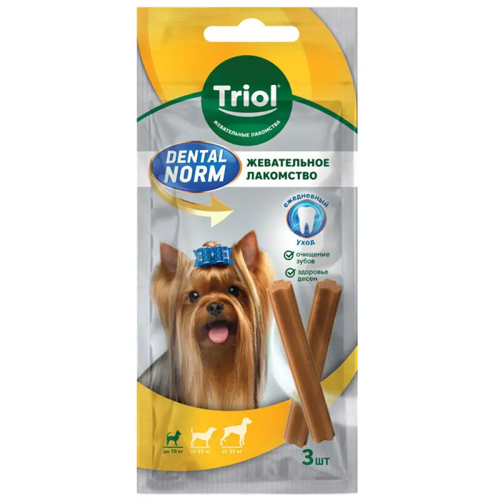 Triol DENTAL NORM 45г упаковка (3шт) Палочки жевательные для собак мелких пород - фото